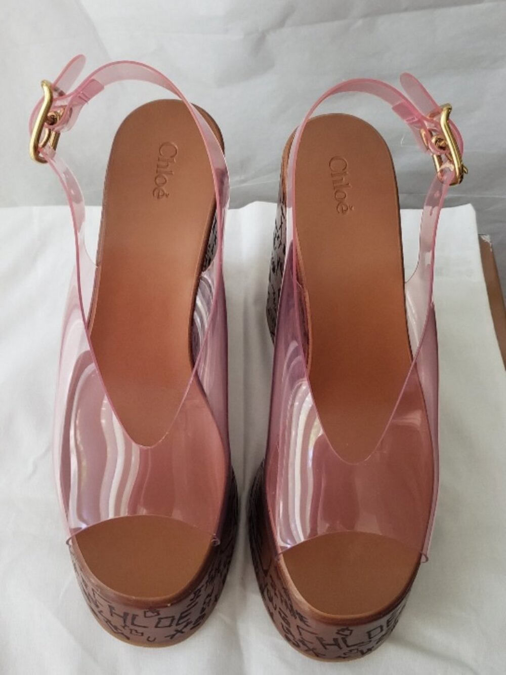 Chloe Maxime Platform Wedge Sandal PVC Clear Pink NWT $1090 - Picture 10 of 16